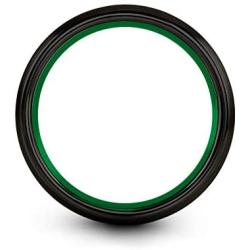 Chroma Color Collection Tungsten Carbide Wedding Band Ring 8mm for Men Women Green Red Fuchsia Copper Teal Blue Purple Black Center Line Dome Black Brushed Polished