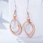 Kemstone Two Tone Rose Gold and Silver Multilayer Dangling Earring for Woman, 2.4 Inches