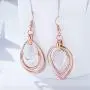 Kemstone Two Tone Rose Gold and Silver Multilayer Dangling Earring for Woman, 2.4 Inches Kemstone Two Tone Rose Gold and Silver Multilayer Dangling Earring for Woman, 2.4 Inches