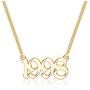 Ursteel Birth Year Number Necklace, 18K Gold Plated Old English Birth Year Pendant Necklaces Personalized Anniversary Birthday Jewelry for Women, 1970-2021
