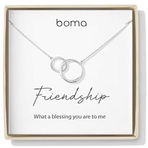 Boma Jewelry Sentiments Collection Friendship Sterling Silver Two Interlocking Circles Necklace, 18 Inches
