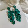 Long Acrylic Rose Petal Drop Dangle Earrings Bohemian Resin Flower Statement Earrings for Women Girls Gifts