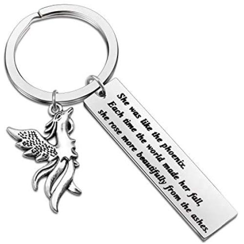 LLsuy Inspirational Phoenix Keychain Divorce Gift Cancer Survivor Recovery Gift Phoenix Bird Jewelry