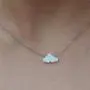 HUTINICE Small White Opal Cloud Necklace, Created Opal Choker Necklaces for Women Girl Baby Jewelry…