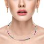 Lavencious Multi-Color Cubic Zirconia Princess Cut 4MM Tennis 16 Inch + 1 Inch Extended Length Necklace and Earrings 1.2 Inches for Women Bridal & Party Jewelry Set