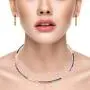 Lavencious Multi-Color Cubic Zirconia Princess Cut 4MM Tennis 16 Inch + 1 Inch Extended Length Necklace and Earrings 1.2 Inches for Women Bridal & Party Jewelry Set