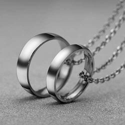 Jovivi Personalized Custom Couples Necklace Engraved Name Love Heart His & Hers Matching Rings Set for Men Women Stainless Steel Pendant Necklaces Valentines Day Gifts