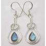 SilverStarJewel Sterling Silver Latest Style Blue Labradorite Earrings 1.8''