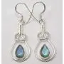SilverStarJewel Sterling Silver Latest Style Blue Labradorite Earrings 1.8''