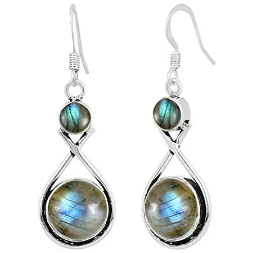 Natural Labradorite Earrings for Women Mom Wife 925 Silver Overlay handmade Dangle Earrings Natural Labradorite Earrings for Women Mom Wife 925 Silver Overlay handmade Dangle Earrings