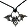 Tribal Jewelry Celt Celtic knot Bat Vampire Totem Silver Pewter Mens Pendant Necklace Choker Wealth Money Lucky Charm Protection Amulet Safe travel Talisman for men unisex w Black Adjustable Cord
