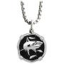 Guy Harvey Shark Medallion Black Enamel in Sterling Silver on a Durable 22'' Necklace Box Chain