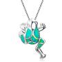 liwen Lucky Frog Toad Crystal Sweater Chain Long Chain Animal Pendant Necklace for Girls Jewelry