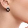 TJD 925 Sterling Silver 1/4 Carat Natural Brilliant Diamond Circular Earrings (H-I Color, I2-I3 Clarity) Black and White Diamond Circular Earrings for Women Diamond Jewelry Gifts For Women