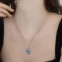 POPKIMI Sterling Silver Wolf Jewelry Howling Wolf Pendant Necklace Opal Moon for Wolf Lover Women Men