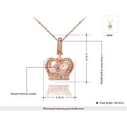 TIDOO Jewelry Womens Queen Crown Pendant Necklace 3 Lays Rose Gold/Platinum Plated with Austrain Crystals