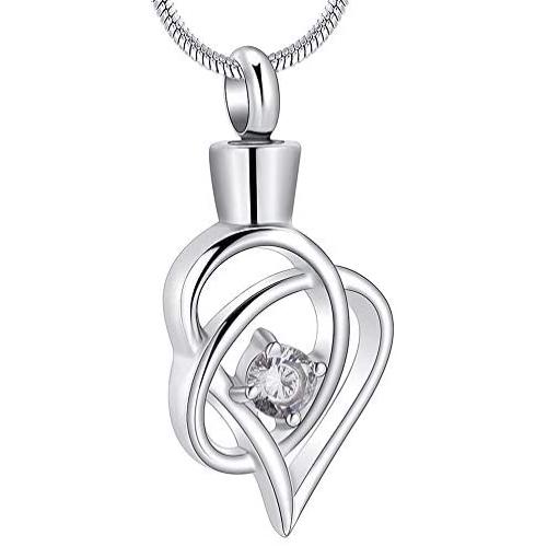 zeqingjw Infinity Heart Cremation Jewelry for Ashes Pendants Stainless Steel Inlay Crystal Memorial Urn Necklace Keepsake Jewelry