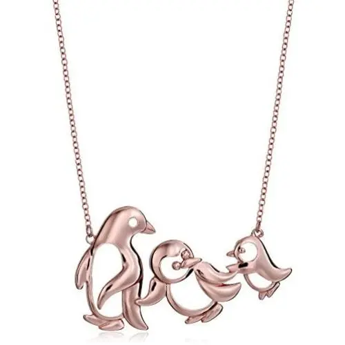 Sterling Silver Penguin Family Necklace, 18''