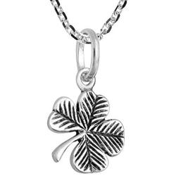 AeraVida Lucky Charm .925 Sterling Silver Four Leaf Clover Pendant Charm Necklace