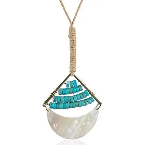 Coostuff Long Necklaces with Pendant Shell Jewelry Stone Bohemia Necklace for Women Gift