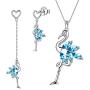 Aurora Tears Flamingo Necklace/Earrings Women 925 Sterling Silver Bird Butterfly Pendant/Dangle Birthstone Gift for Girls Birthday Dating Birth Jewelry