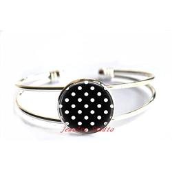 Charming Fashion Bracelet，Polka Dot Bracelet Black and White Polka Dot Jewelry Art Glass Dome Cabochon Charm Bracelets Bracelet Women Men Jewellery-HZ00223