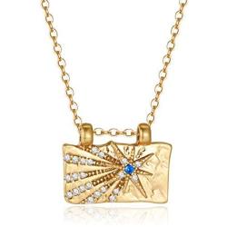 Obidos 14K Gold Plated Star Necklace | Gold Necklaces for Women | Square Pendant Necklace