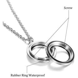 EVERLEAD Dainty Silver Necklaces for Women,316L Floating Round Locket Pendant Charms Necklaces Simple Cute Stainless Steel Toughened Glass Necklaces for Women Friendship Necklace