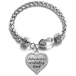 Inspired Silver - Silver Open Heart Charm Bracelet with Cubic Zirconia Jewelry