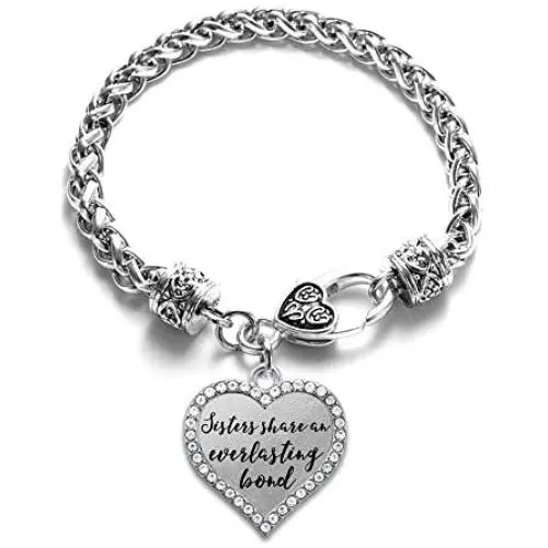 Inspired Silver - Silver Open Heart Charm Bracelet with Cubic Zirconia Jewelry Inspired Silver - Silver Open Heart Charm Bracelet with Cubic Zirconia Jewelry