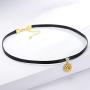 KUTOLAKI Dainty Sunflower Choker Necklace for Women, Vintage Black Weave Chocker Necklace With Golden Sunflower Pendant For Girls