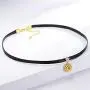 KUTOLAKI Dainty Sunflower Choker Necklace for Women, Vintage Black Weave Chocker Necklace With Golden Sunflower Pendant For Girls
