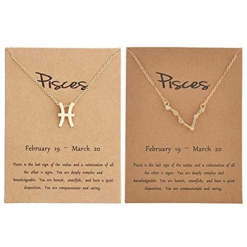 2pcs Zodiac Necklace 12 Constellation Pendant Necklace Zodiac Sign Birthday Gifts for Women and Girls