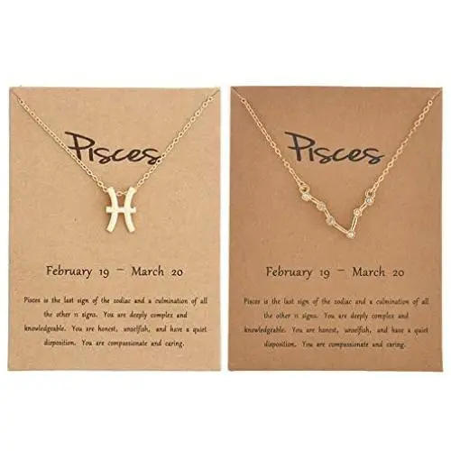 2pcs Zodiac Necklace 12 Constellation Pendant Necklace Zodiac Sign Birthday Gifts for Women and Girls