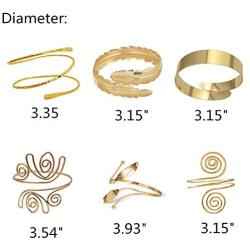 6Pcs/Set Coil Upper Arm Bracelet Arm Cuff Open Armlets Armband for Women Girl Jewelry Minimalist Bangle Adjustable Alloy Filigree Swirl