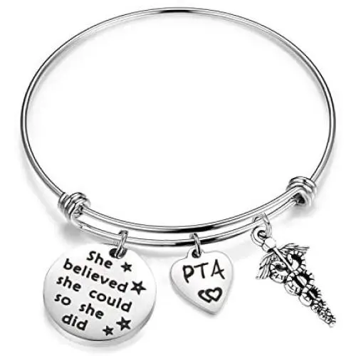 SEIRAA Physical Therapist Assistant Gift She Believe She Could Bracelet PTA Graduation Gift PTA Caduceus Jewelry Therapy Gift SEIRAA Physical Therapist Assistant Gift She Believe She Could Bracelet PTA Graduation Gift PTA Caduceus Jewelry Therapy Gift