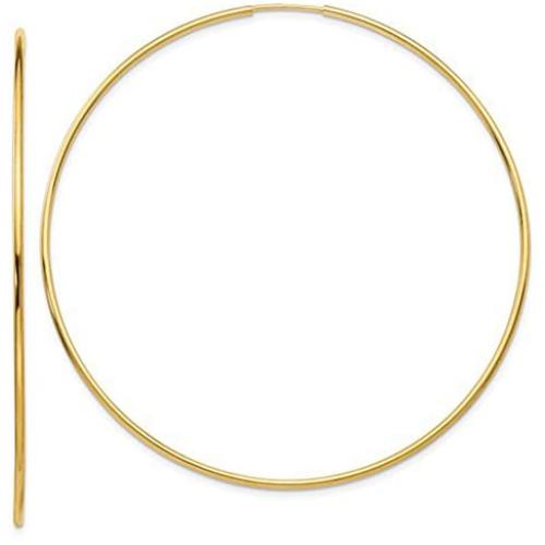 Large 14k Yellow Gold Continuous Endless Hoop Earrings, 1.2mm Tube