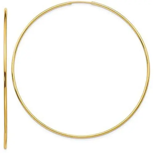 Large 14k Yellow Gold Continuous Endless Hoop Earrings, 1.2mm Tube