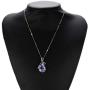 TENGYUE 14K Silver Teardrop Crystals Pendant -Dainty Necklaces for Women- Simple Necklace Gifts for Women/Mother,16''+2''