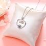 S925 Sterling Silver Cute Paw Print Heart Pendant Necklace for Dog Lover Women Paw Jewelry 18 inches