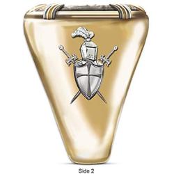 LEROJASS 14K Gold Plated Sterling Silver Crusaders Rings for Men Two Tone Knights Templar Silver Coin Ring Vintage Jewelry Men’s Stainless Steel Crusader Sword Cross Shield Ring Best Gift for Husband