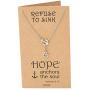 Quan Jewelry New Anchor Necklace, Sailor Pendant with Mini Heart Charm, Seaman Lariat Necklace, Sea Anchor Inspirational Quote on Greeting Card (Silver)