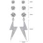 3 Pairs Small Lightning Bolt Dangle Earring Sets-White Gold Plated Round Cubic Zirconia Stud Earrings Hypoallergenic Jewelry for Women