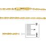 2mm 14k Yellow Gold Plated Twisted Singapore Chain Necklace