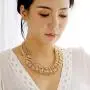HANTON Handmade Strands Beaded Necklace for Women Girls Crystal Beads and Gold Plating Chains Statement Chokers Necklace 6 Colors