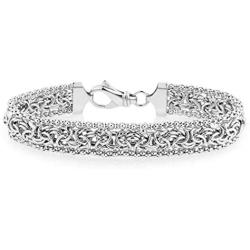 Miabella 925 Sterling Silver Italian Byzantine Beaded Mesh Link Chain Bracelet for Women 6.5, 7, 7.5, 8 Inch Handmade in Italy