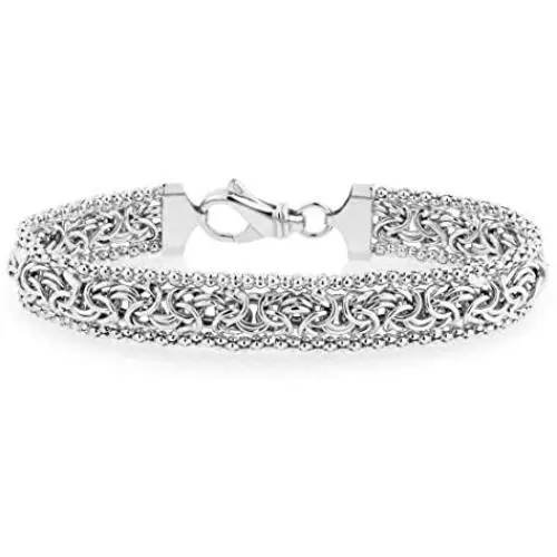 Miabella 925 Sterling Silver Italian Byzantine Beaded Mesh Link Chain Bracelet for Women 6.5, 7, 7.5, 8 Inch Handmade in Italy Miabella 925 Sterling Silver Italian Byzantine Beaded Mesh Link Chain Bracelet for Women 6.5, 7, 7.5, 8 Inch Handmade in Italy