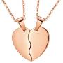 Broken Heart Necklace Women Men 316L Stainless Steel Best Friend BFF Foever Pendant 18k Gold/Rose Gold Plated Two Half Hearts Pendants Lover Couples Jewelry SP0034