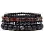WAINIS Braided Leather Bracelets for Men Women Wrap Tiger Eye Lava Rock Beads Bracelet Woven Ethnic Tribal Rope Wristbands Bracelets Set Adjustable
