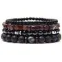WAINIS Braided Leather Bracelets for Men Women Wrap Tiger Eye Lava Rock Beads Bracelet Woven Ethnic Tribal Rope Wristbands Bracelets Set Adjustable